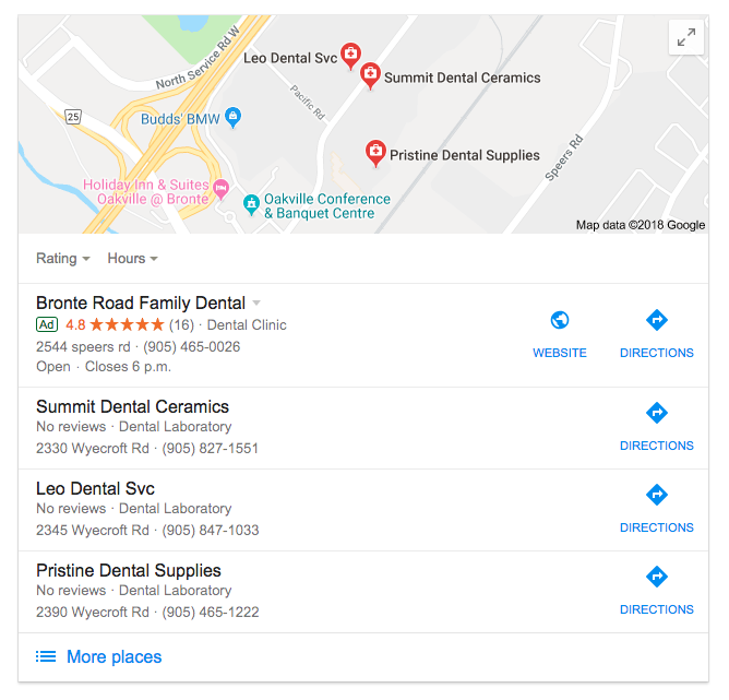 Google maps listing ad