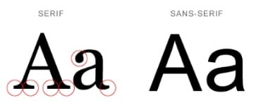 serif and non-serif fonts 