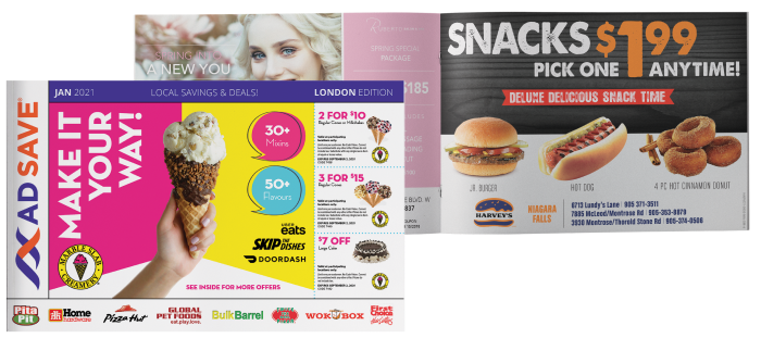 Adsave Magazine featuring Harveys coupon and Cold Stone Creamery coupon