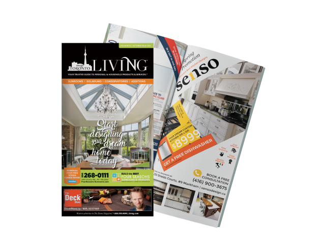 Greater Toronto Living magazine front cover on top of open magazine