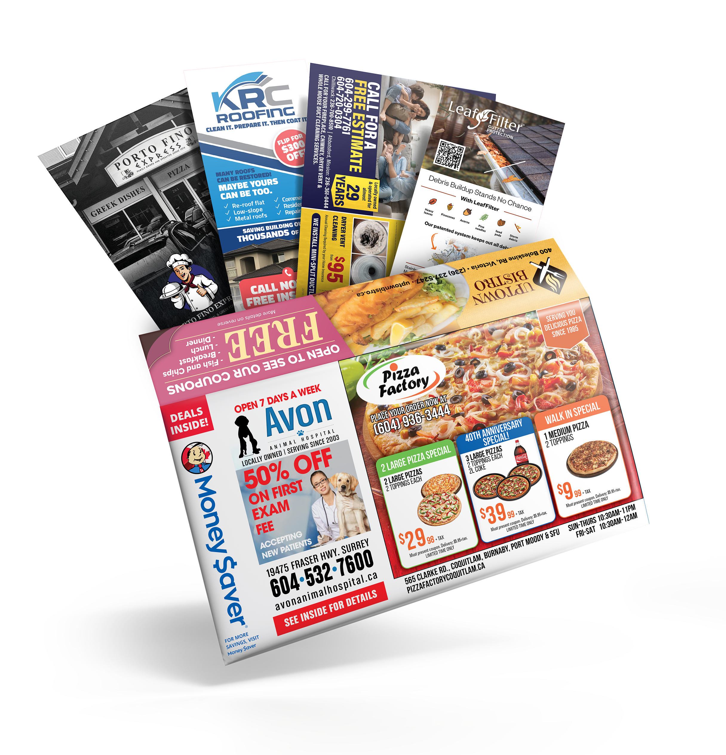 MSE BC-Front Cover-Inserts-Pizza Facotry, Avon, Uptown Bistro