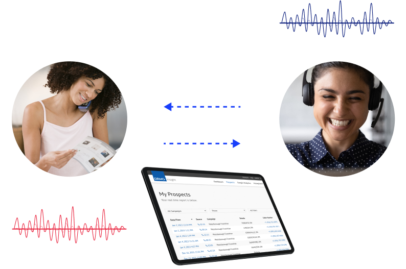 Business owner recording phone call with customer